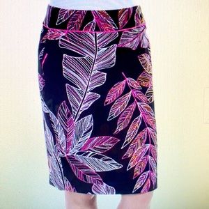 Skirt NINE WEST Black Floral Knee Length Pencil Women Skirt